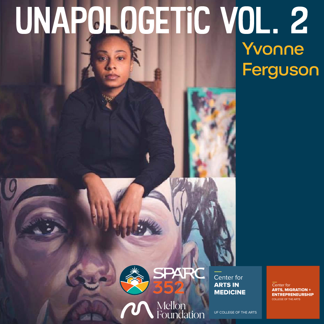 A picture of a young woman with a big painting, unapologetic vol 2 by Yvonne Ferguson